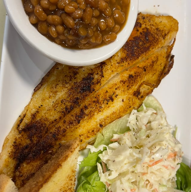 Blackened Catfish Platter.