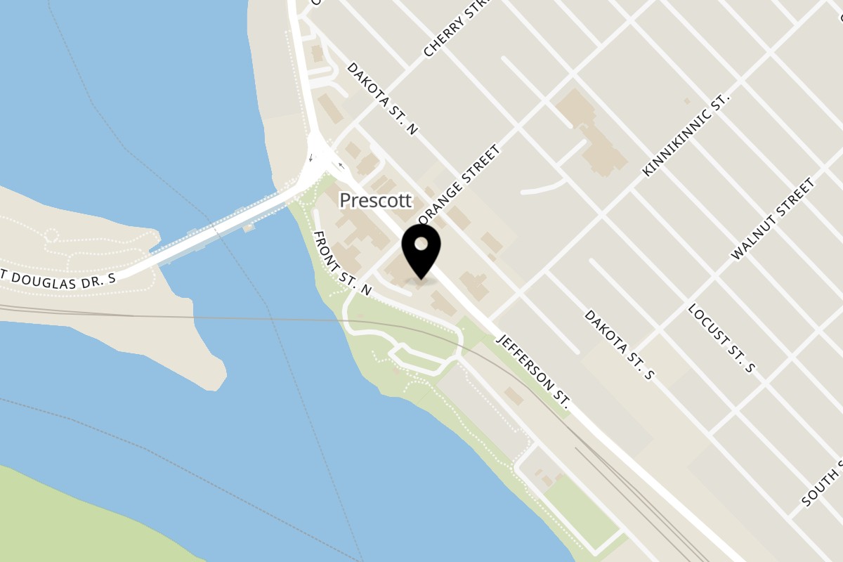 Map showing the location of Prescott Roadhouse & Backroads Bar on 127 Broad St in Prescott